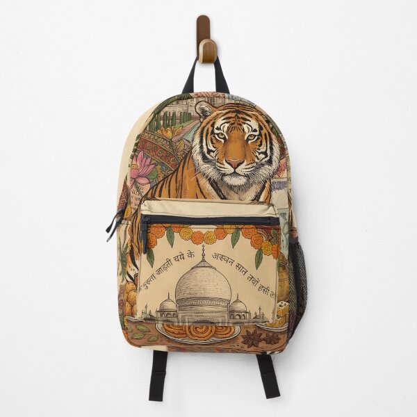 Item preview, Vintage India Tiger and Taj Mahal Postcard designed and sold by CoffeeinBloom.