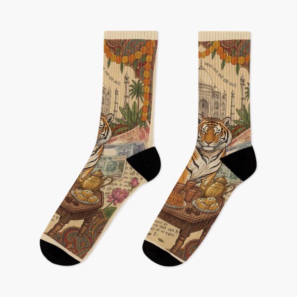 Item preview, Vintage India Tiger and Taj Mahal Postcard designed and sold by CoffeeinBloom.
