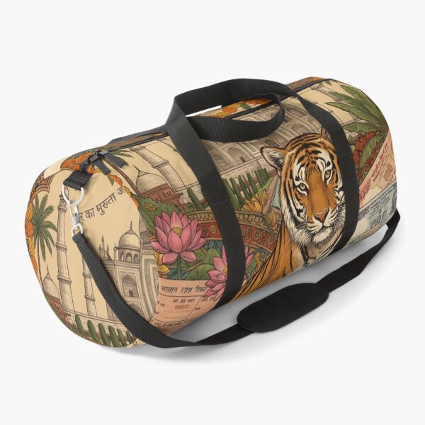 Item preview, Vintage India Tiger and Taj Mahal Postcard designed and sold by CoffeeinBloom.