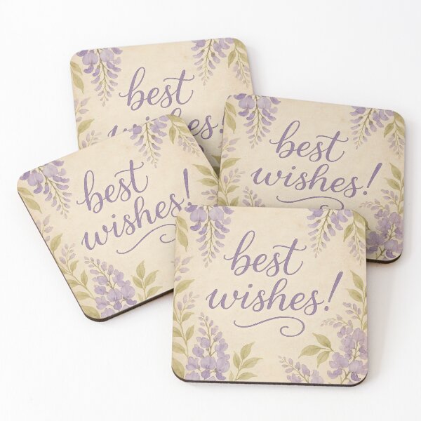 Item preview, Best Wishes – Purple Wisteria Wishes on Aged Paper designed and sold by EmeraldeaArt.