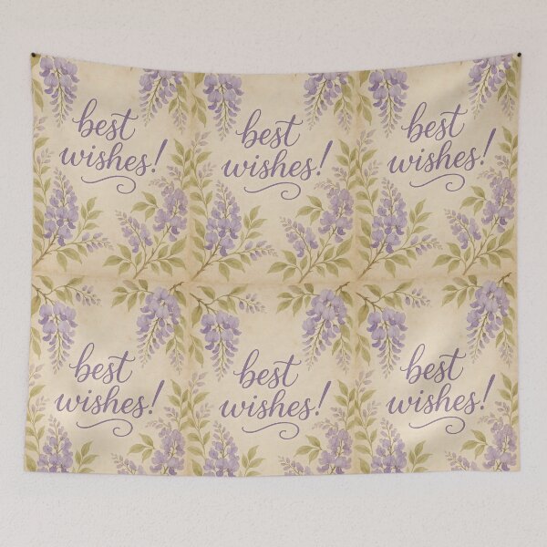 Item preview, Best Wishes – Purple Wisteria Wishes on Aged Paper designed and sold by EmeraldeaArt.