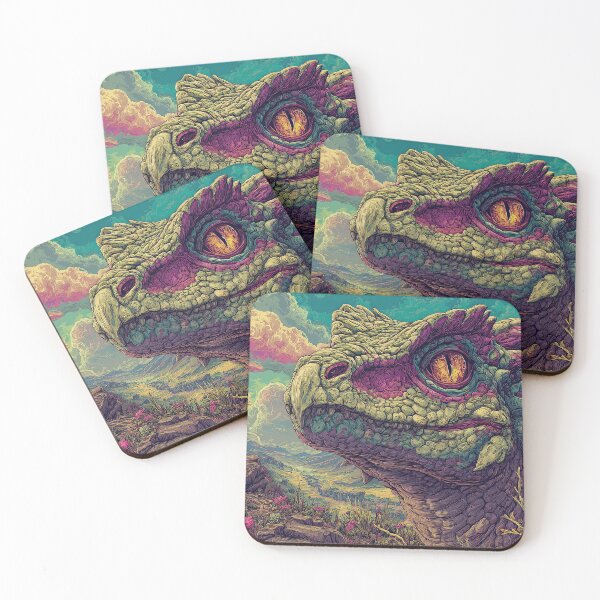 Item preview, Vibrant dragon head in a fantastical landscape designed and sold by Grimwald-Art.
