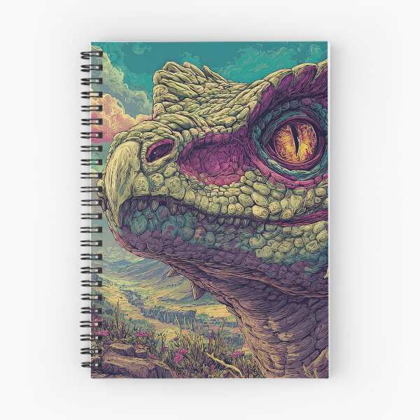 Item preview, Vibrant dragon head in a fantastical landscape designed and sold by Grimwald-Art.