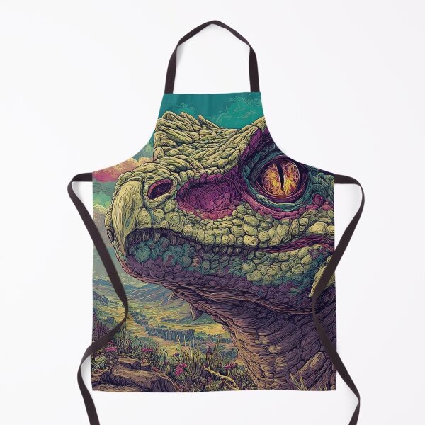 Item preview, Vibrant dragon head in a fantastical landscape designed and sold by Grimwald-Art.