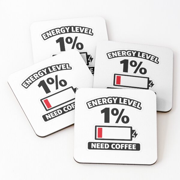 Item preview, Energy Level 1% Sticker – Need Coffee Funny Battery Quote for Tired People designed and sold by QuirkyCartel.