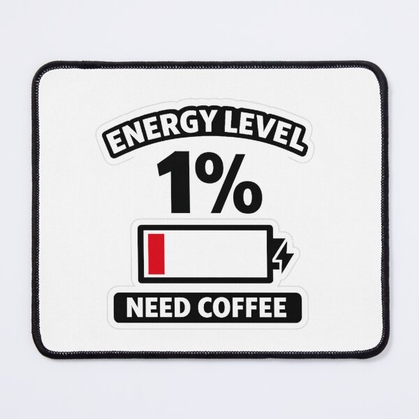 Item preview, Energy Level 1% Sticker – Need Coffee Funny Battery Quote for Tired People designed and sold by QuirkyCartel.