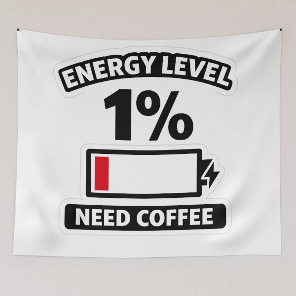 Item preview, Energy Level 1% Sticker – Need Coffee Funny Battery Quote for Tired People designed and sold by QuirkyCartel.