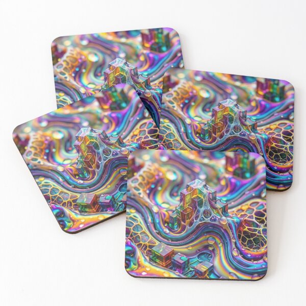 Item preview, Psychedelic Digital City – Rainbow Cubes & Swirls designed and sold by B-Russ-Stuff.