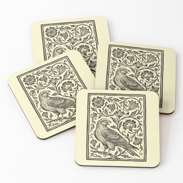 Item preview, Black Kite Folk Art Floral Forest Birdwatching  designed and sold by Y-Vibes.
