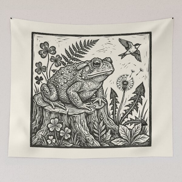 Artikelvorschau, Waldfrosch-Volkskunst Vintage Kröte Forestcore entworfen und verkauft von Y-Vibes.