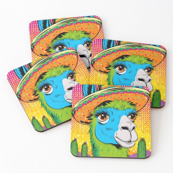 Item preview, Vibrant Llama in Sombrero with Cacti Background designed and sold by Artessie.