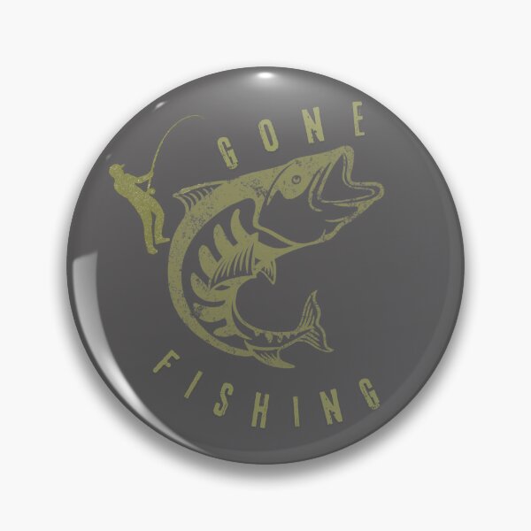 Artikelvorschau, Vintage Gone Fishing Barsch Silhouette Design entworfen und verkauft von RiseAgainArt.