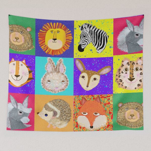Item preview, Animal Parade: Whimsical Wildlife Faces designed and sold by MidModMagic.