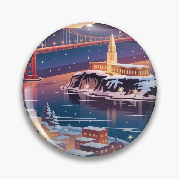 Item preview, San Francisco Alcatraz Vintage Travel Poster - Winter Wonderland Retro Art designed and sold by NightIcons.