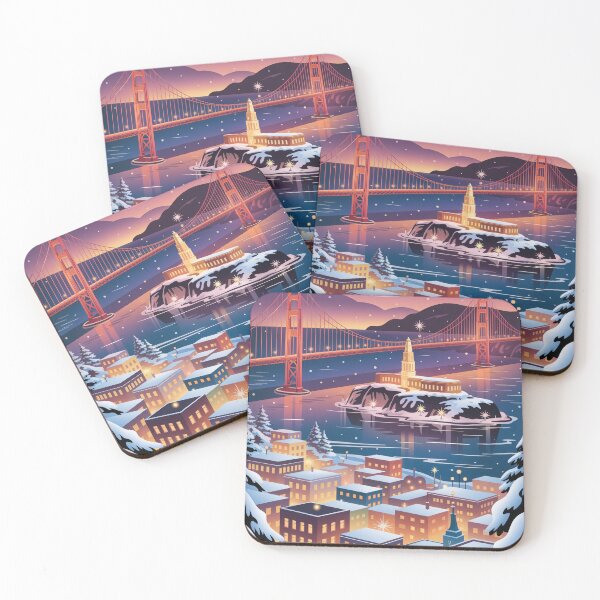 Item preview, San Francisco Alcatraz Vintage Travel Poster - Winter Wonderland Retro Art designed and sold by NightIcons.