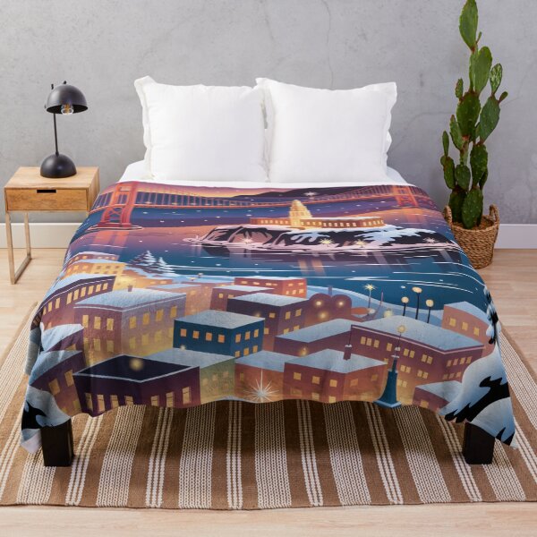 Item preview, San Francisco Alcatraz Vintage Travel Poster - Winter Wonderland Retro Art designed and sold by NightIcons.