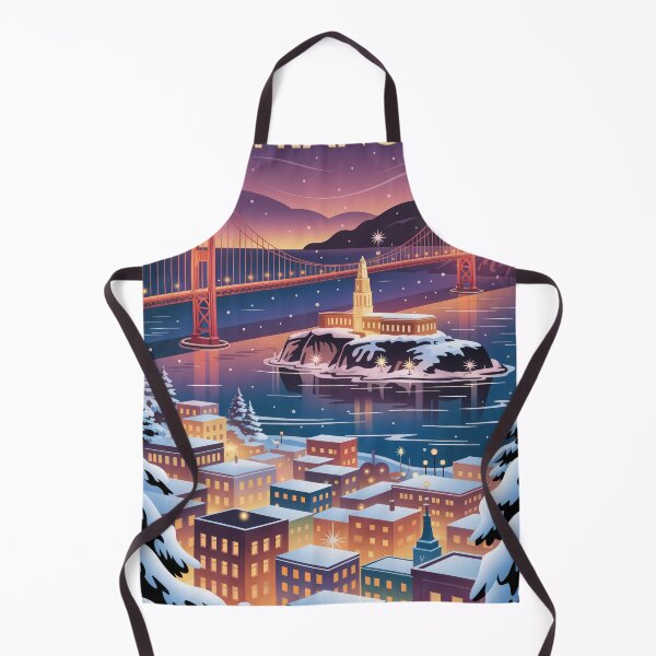 Item preview, San Francisco Alcatraz Vintage Travel Poster - Winter Wonderland Retro Art designed and sold by NightIcons.