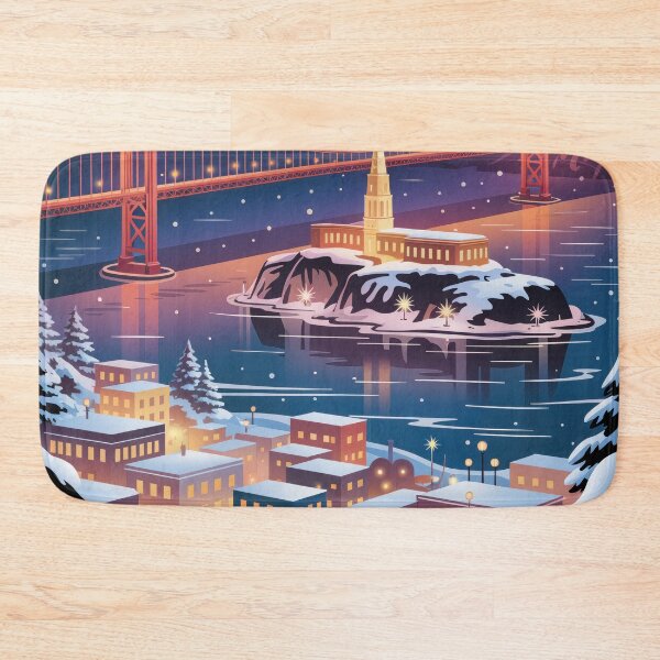 Item preview, San Francisco Alcatraz Vintage Travel Poster - Winter Wonderland Retro Art designed and sold by NightIcons.