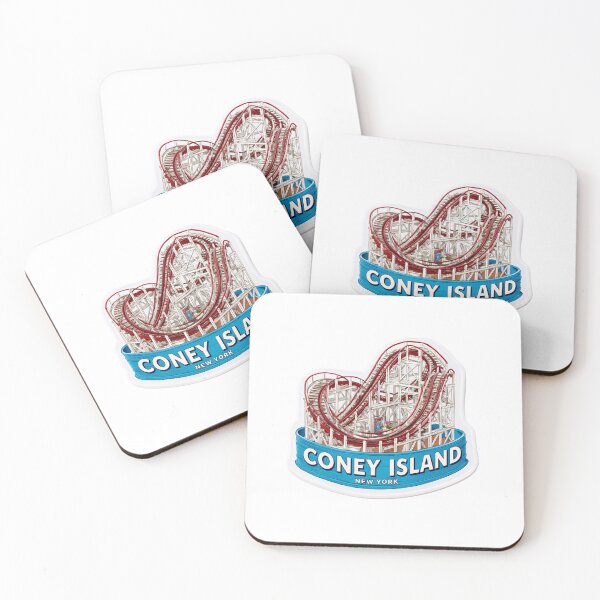 Item preview,  Coney Island Cyclone Roller Coaster Vintage Travel Sticker - Brooklyn Amusement Park Classic    Red Wooden Coaster Design designed and sold by Blurbean.