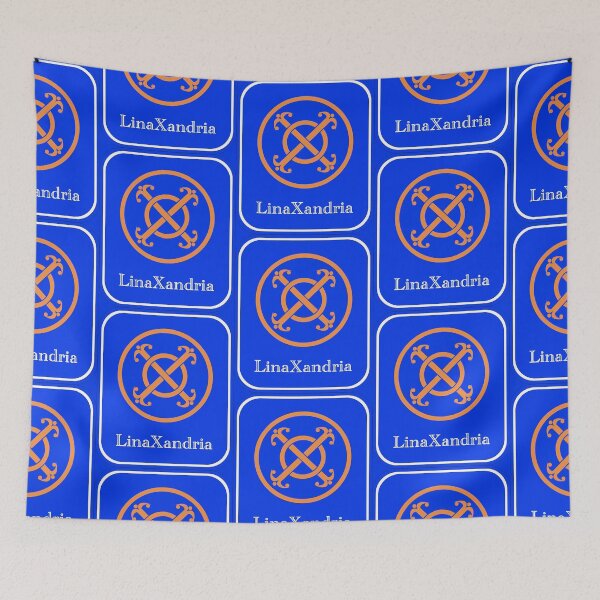 Item preview, LinaXandria - Logo, w. name, Blue background designed and sold by LinaXandria.