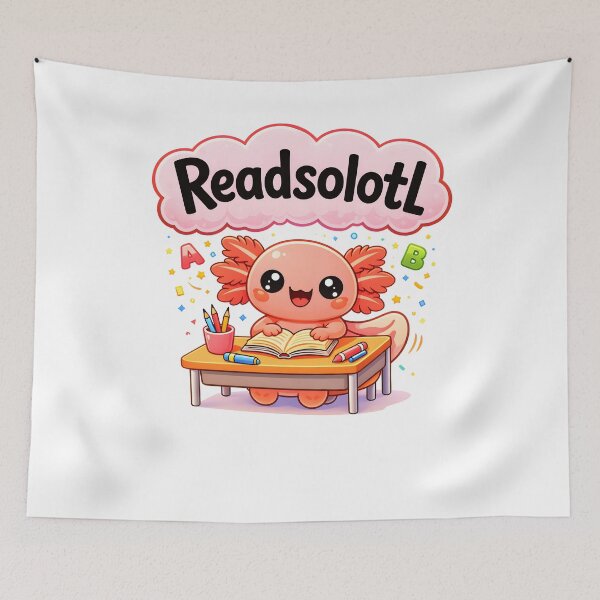 Item preview, Readsolotl Happy Kawaii Axolotl Reading Book Classroom Scene designed and sold by MuniraWearify.
