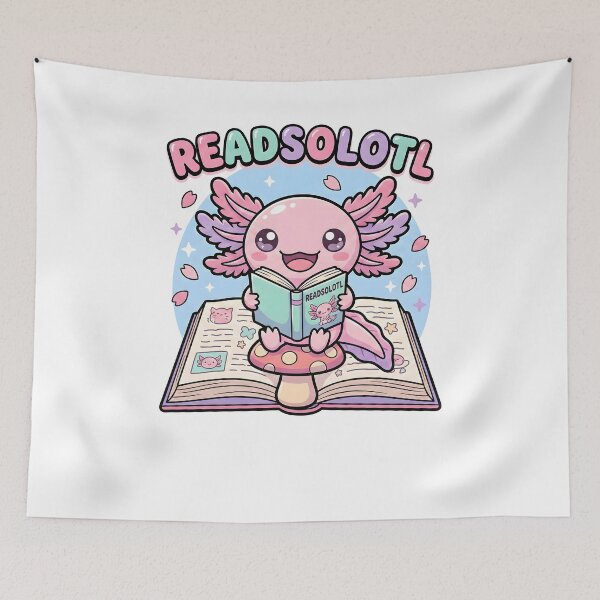 Item preview, Readsolotl Kawaii Axolotl Book Lover Reading Fantasy Book Scene designed and sold by MuniraWearify.