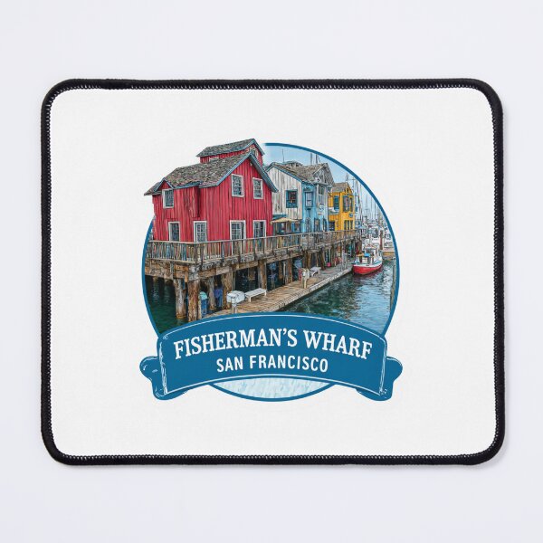 Item preview, Fisherman's Wharf San Francisco Vintage Travel Badge - Colorful Waterfront Pier Buildings Bay Area Maritime Harbor designed and sold by Blurbean.