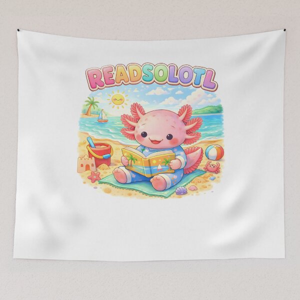 Item preview, Readsolotl Kawaii Axolotl Reading Bookworm Beach Summer Kids designed and sold by MuniraWearify.