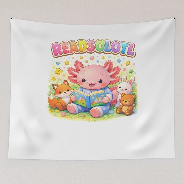 Item preview, Readsolotl Cute Axolotl Reading Bookworm with Animal Friends Kids designed and sold by MuniraWearify.