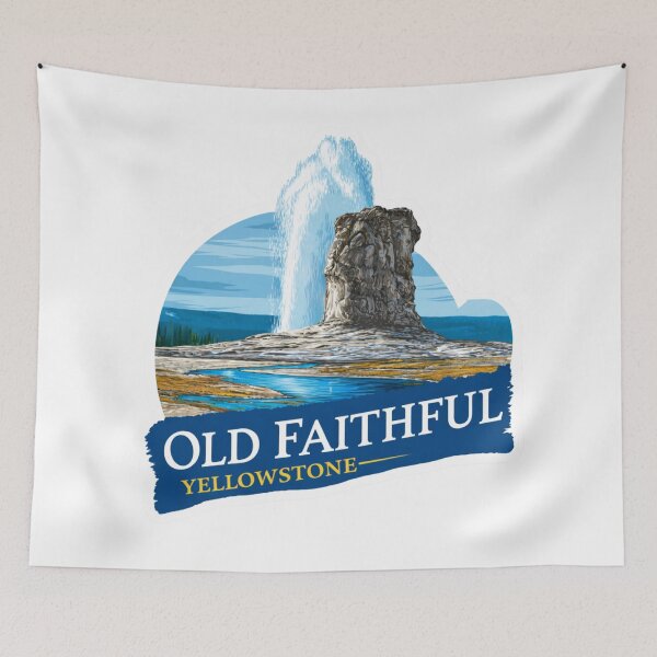 Item preview, Old Faithful Yellowstone Vintage Travel Sticker - Iconic Geyser Eruption National Park   Wyoming Geothermal Wonder designed and sold by Blurbean.