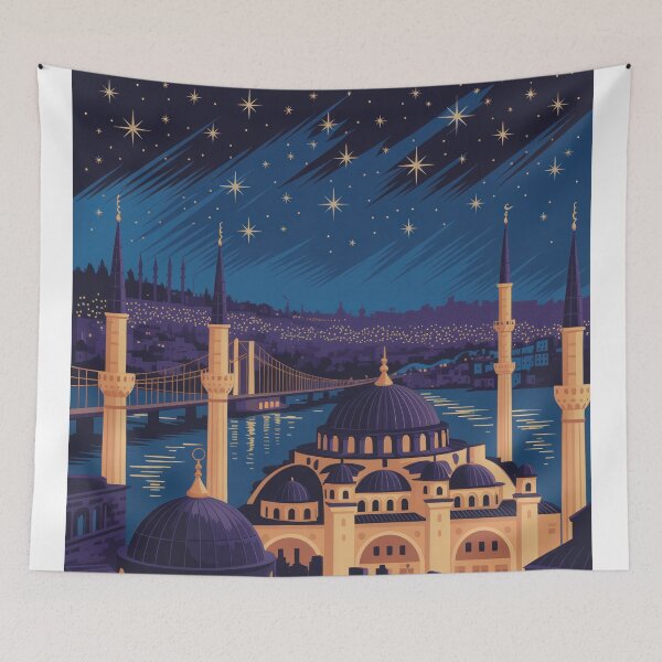 Item preview, Istanbul Grand Bazaar Vintage Travel Poster - Midnight Mystery Retro Art designed and sold by NightIcons.