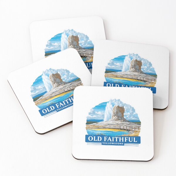 Item preview, Enhanced Old Faithful Yellowstone National Park Badge - Detailed Geyser Eruption Wyoming   Geothermal Landscape Sticker designed and sold by Blurbean.