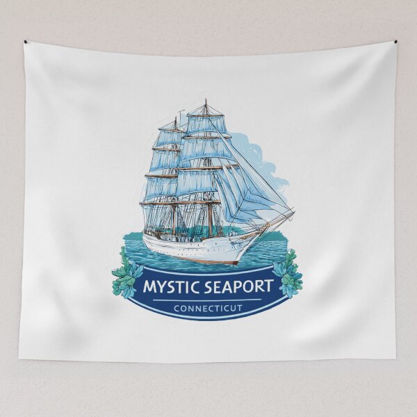 Item preview, Mystic Seaport Connecticut Vintage Travel Sticker - Historic Tall Ship Maritime Museum New   England Sailing Heritage designed and sold by Blurbean.