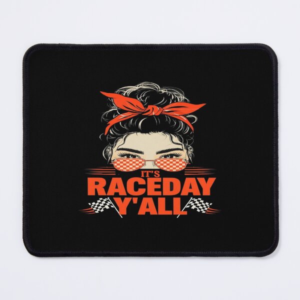Item preview, Race Day Vibes – Checkered Flag Girl with Bandana & Sunglasses | Racing Fan Graphic Art designed and sold by Bright Nest Studio.
