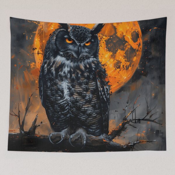 Item preview, Midnight Owl in Autumn Glow designed and sold by ArtLoomiaStudio.
