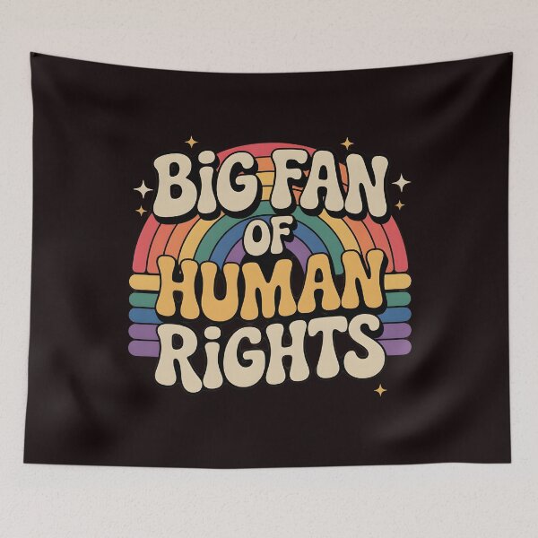 Item preview, Big Fan of Human Rights – Retro Rainbow Social Justice Quote designed and sold by Redgiant87x.