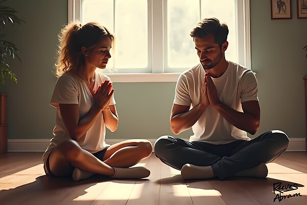Couple Sitting in Prayer - Man and Woman Seek God