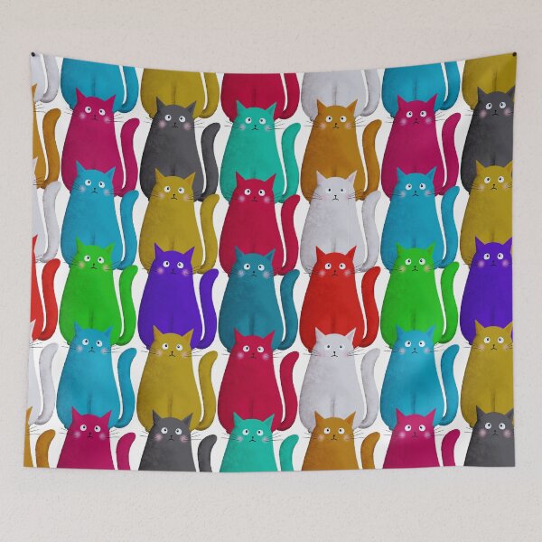 Item preview, Cats Having A Bad Day – Cute Colourful Sad Cat Squad Pattern designed and sold by Brightful Creations .