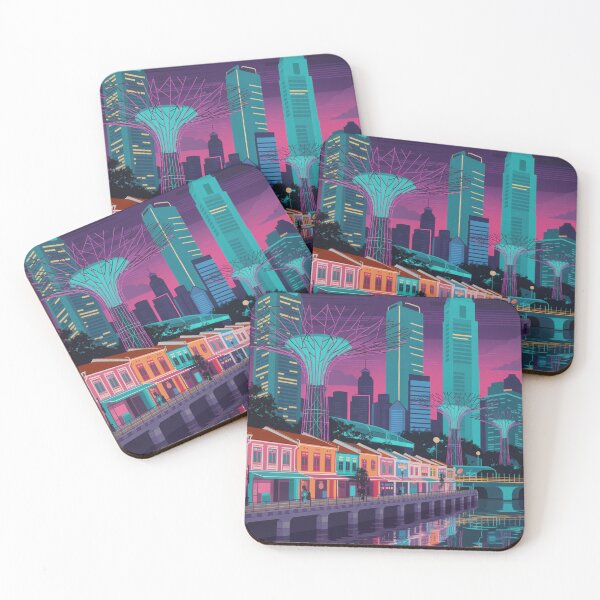 Item preview, Singapore Clarke Quay Vintage Travel Poster - Neon Night Scene Retro Art designed and sold by NightIcons.
