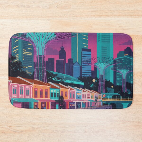 Item preview, Singapore Clarke Quay Vintage Travel Poster - Neon Night Scene Retro Art designed and sold by NightIcons.