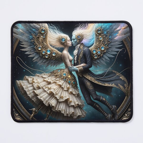 Item preview, A magical kiss among the stars on turquoise wings designed and sold by KunstGeist.