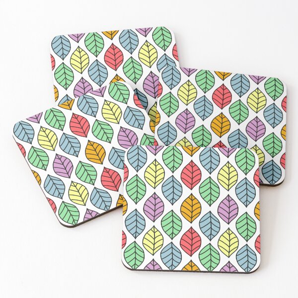 Item preview, Minimalist Pastel Rainbow Coloured Leaves Pattern designed and sold by Brightful Creations .