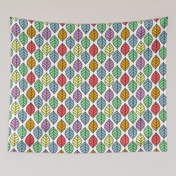 Item preview, Minimalist Pastel Rainbow Coloured Leaves Pattern designed and sold by Brightful Creations .
