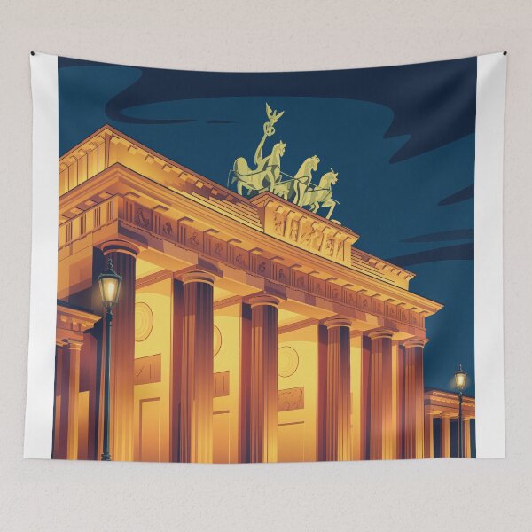 Item preview, Berlin Brandenburg Gate Vintage Travel Poster - Golden Age Elegance Retro Art designed and sold by NightIcons.