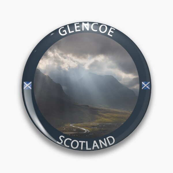 Item preview, Glencoe Scotland Badge Design | Scottish Highlands Scenic Gift designed and sold by Loom on the Loch.