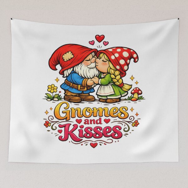 Item preview, Gnomes and Kisses – Whimsical Gnome Love Illustration designed and sold by Moriarty's Digital Visions.
