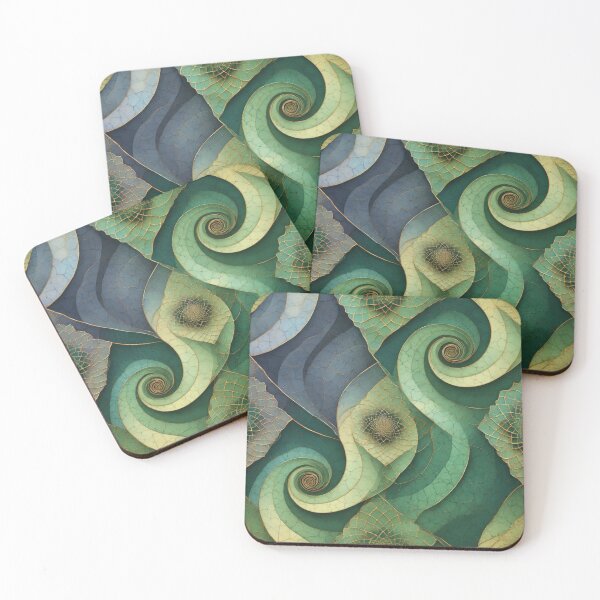 Item preview, Emerald Spirals: Golden Cracks in Abstract Luxury designed and sold by Virtuals1.