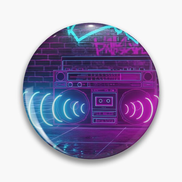 Item preview, Neon Synthwave Boombox - 80s Retro Music Art designed and sold by powersunlight.