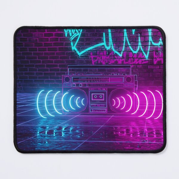 Item preview, Neon Synthwave Boombox - 80s Retro Music Art designed and sold by powersunlight.