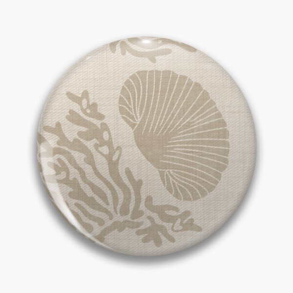 Item preview, Seashells and coral trailing pattern on beige woven textured background designed and sold by SaltyCoveStudio.